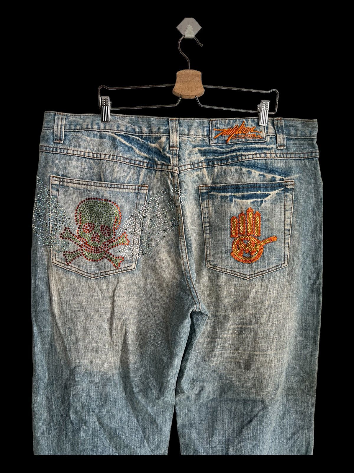 Ed Hardy Y2K Ed Hardy Style Skulls Swarovski Logo Pocket Baggy Jeans Size US 42 / EU 58 - 7 Thumbnail