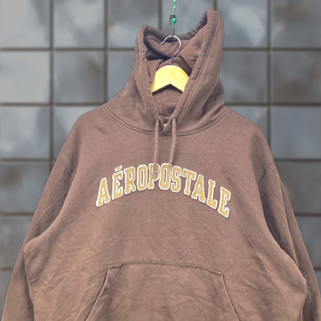 Aeropostale VINTAGE Aeropostale Hoodie XL Brown 90s Pullover Long Sleeve Mens Size US XL / EU 56 / 4 - 1 Thumbnail