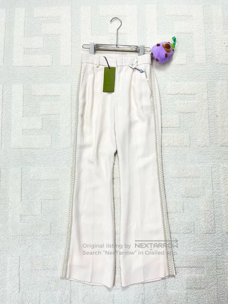 Gucci Gucci Beige court style rolled woven rolled edge suit pant Size 25" / US 0 / IT 36 - 1 Thumbnail