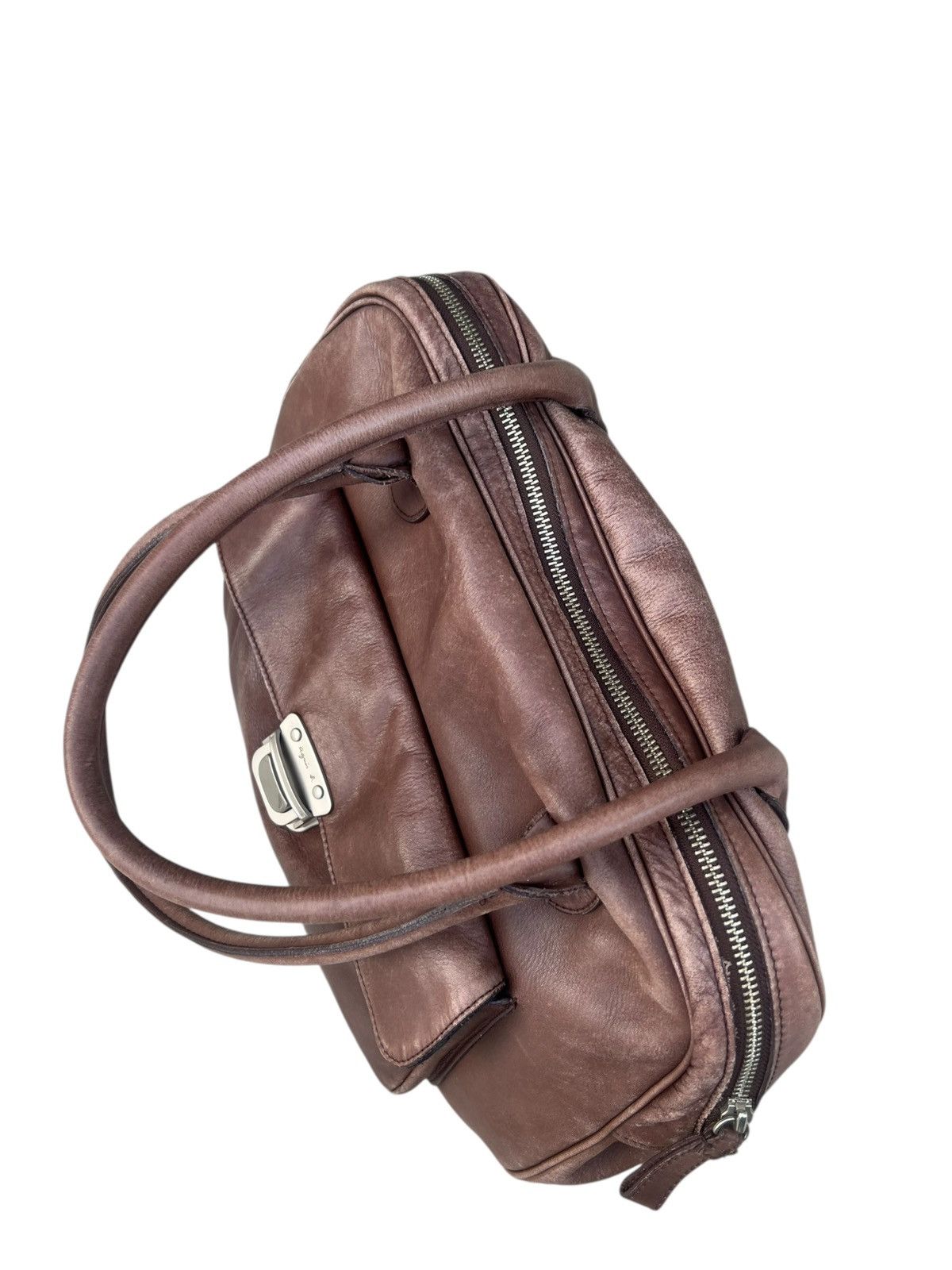 agnes b. Vintage Agnes B. Faded Patina Cow Leather Cargo Bag Size ONE SIZE - 13 Thumbnail