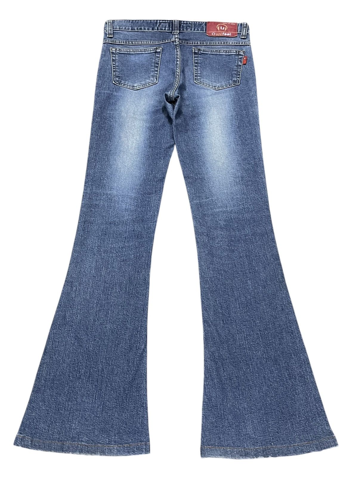 Fragment Design UNIFEEL Gemstones Studded Frayed Stretch Denim Flare Jeans Size 28" / US 6 / IT 42 - 4 Thumbnail