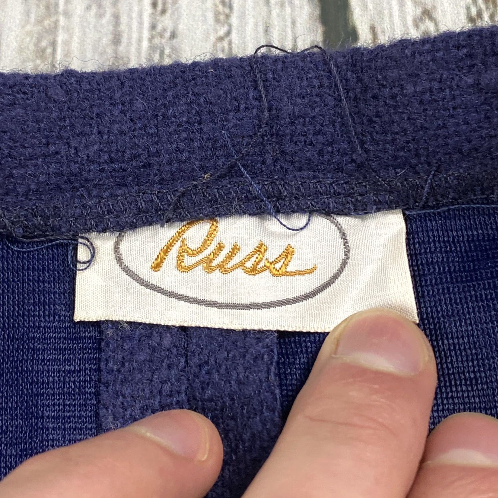 Vintage VINTAGE RUSS BONDED Wool/Nylon Mod Skirt Navy Blue 60s 28W Adult Women Size 28" / US 6 / IT 42 - 5 Thumbnail