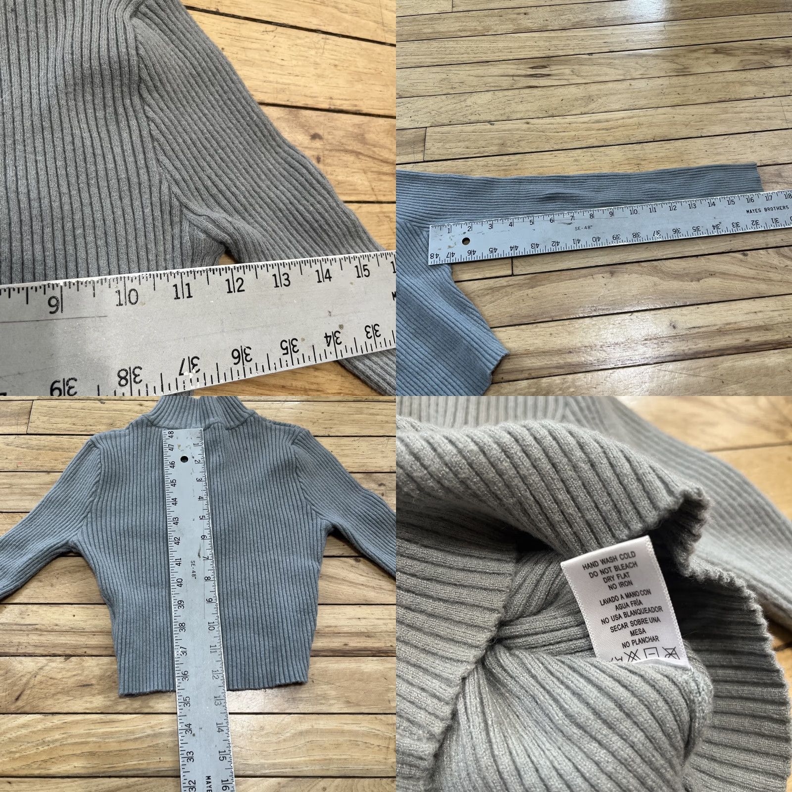 Vintage Love Tree Crop Knit Top Women S Mock Neck Long Sleeve Ribbed Gray 1/4 Zip Shirt Pullover S Gray Womens Size S / US 4 / IT 40 - 8 Thumbnail