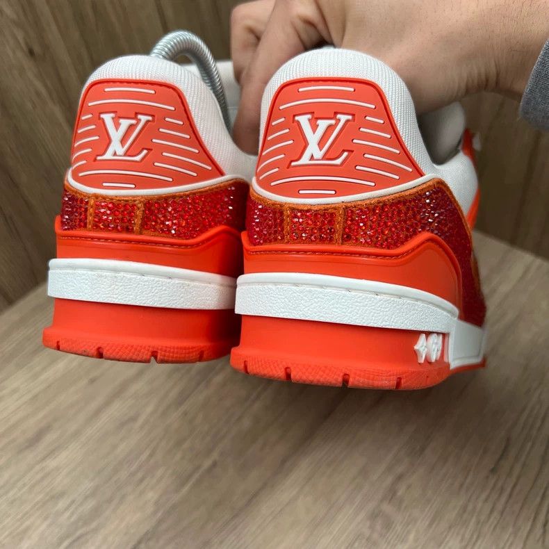 Louis Vuitton Louis Vuitton Trainer white orange rhinestone board shoes Size US 5.5 / EU 38 - 3 Thumbnail