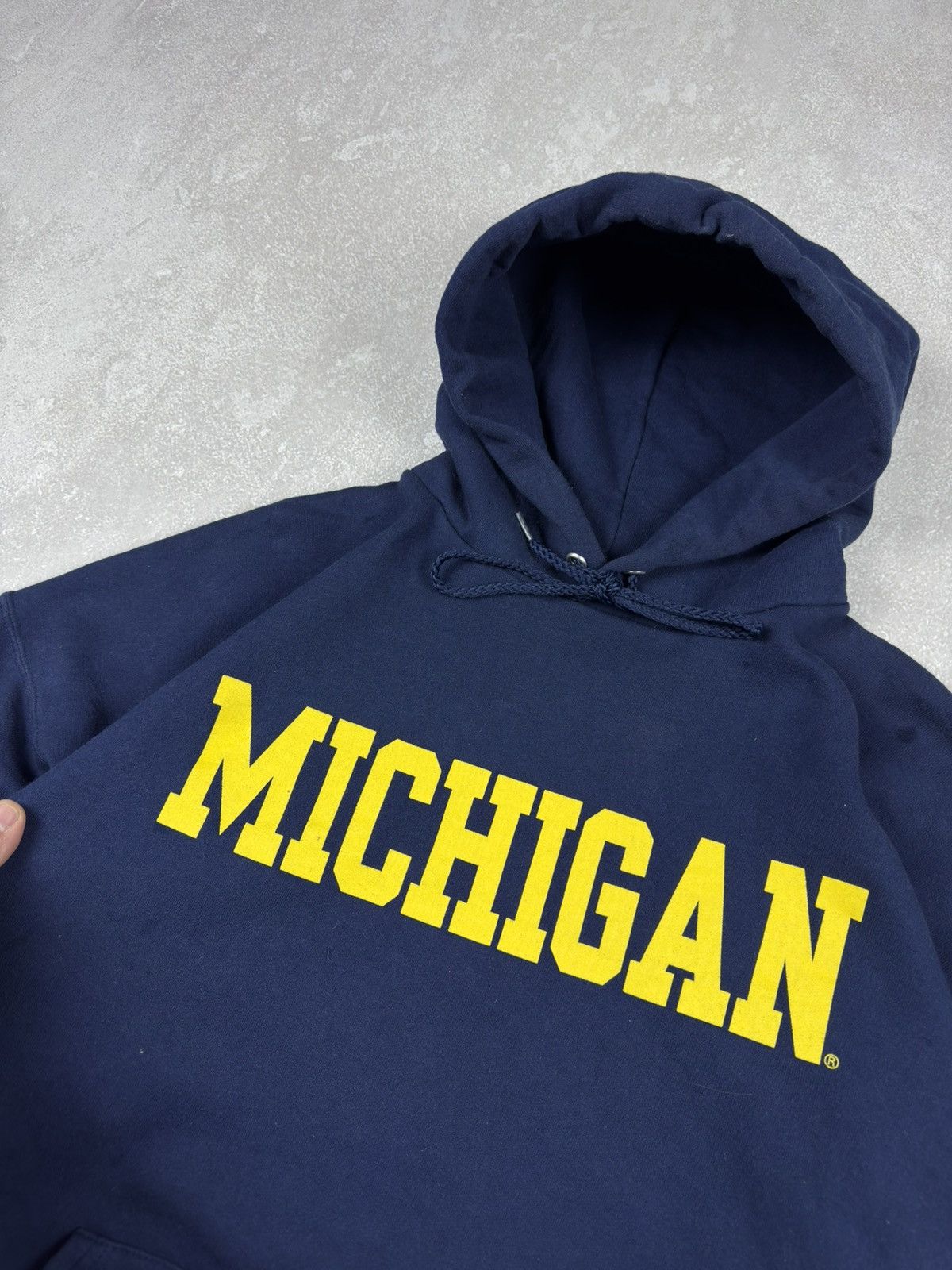 Hanes Vintage 90s Hanes Michigan College Boxy Fit Hoodie USA Y2K Size US XL / EU 56 / 4 - 4 Thumbnail