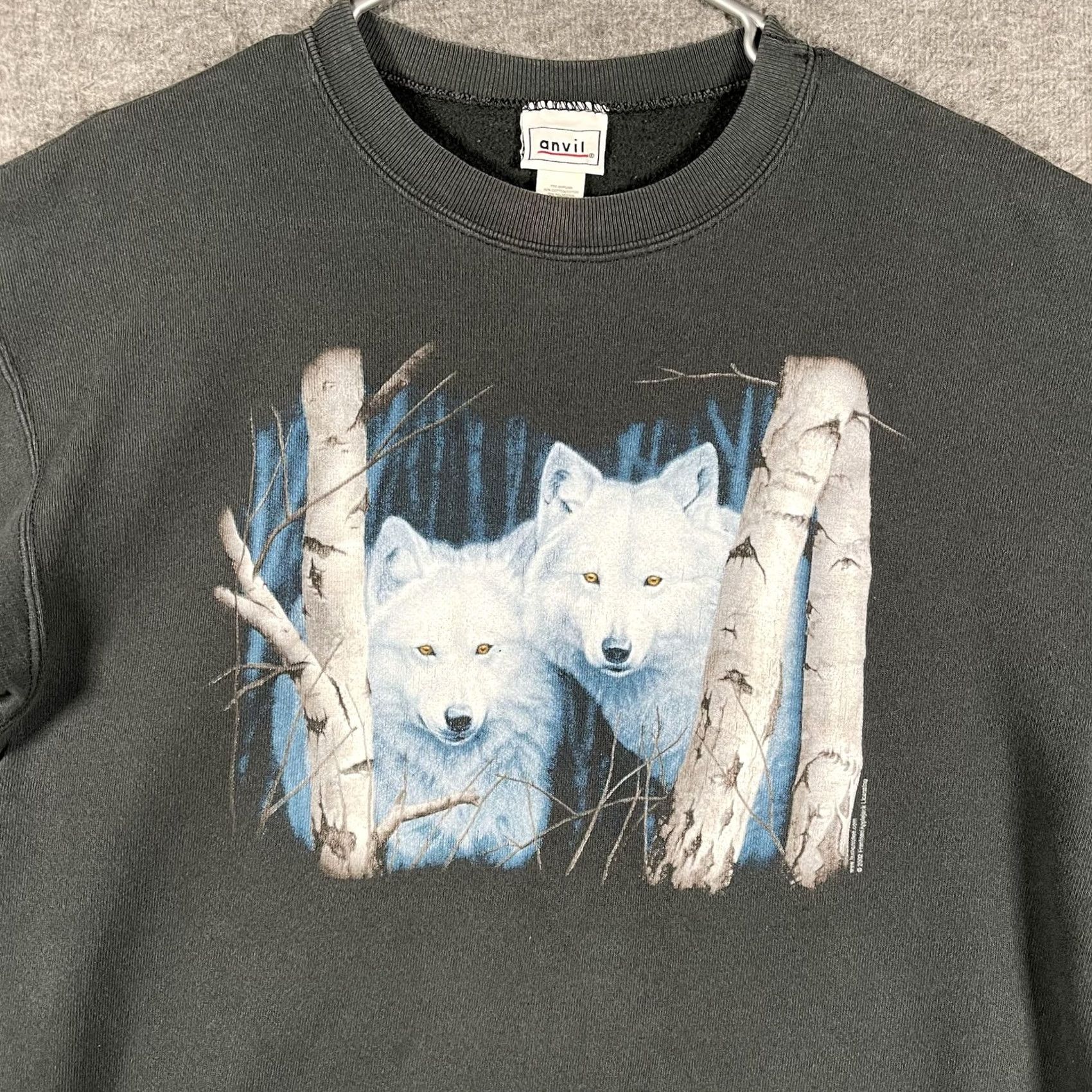 Anvil VINTAGE Anvil Sweatshirt Mens M Gray White Wolves Forest Graphic 90s Shirt Mens Gray Wolves Forest Graphic Sweatshirt Size US M / EU 48-50 / 2 - 2 Thumbnail