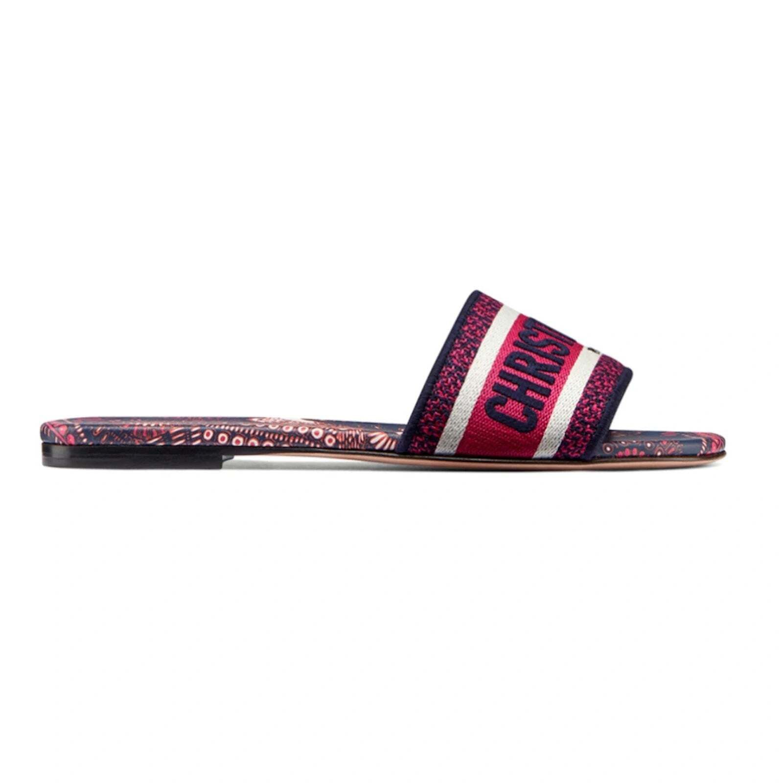 Dior Dway Animals Pink Blue White Logo Slide Mule Flat Sandal 36 Size US 6 / IT 36 - 5 Thumbnail
