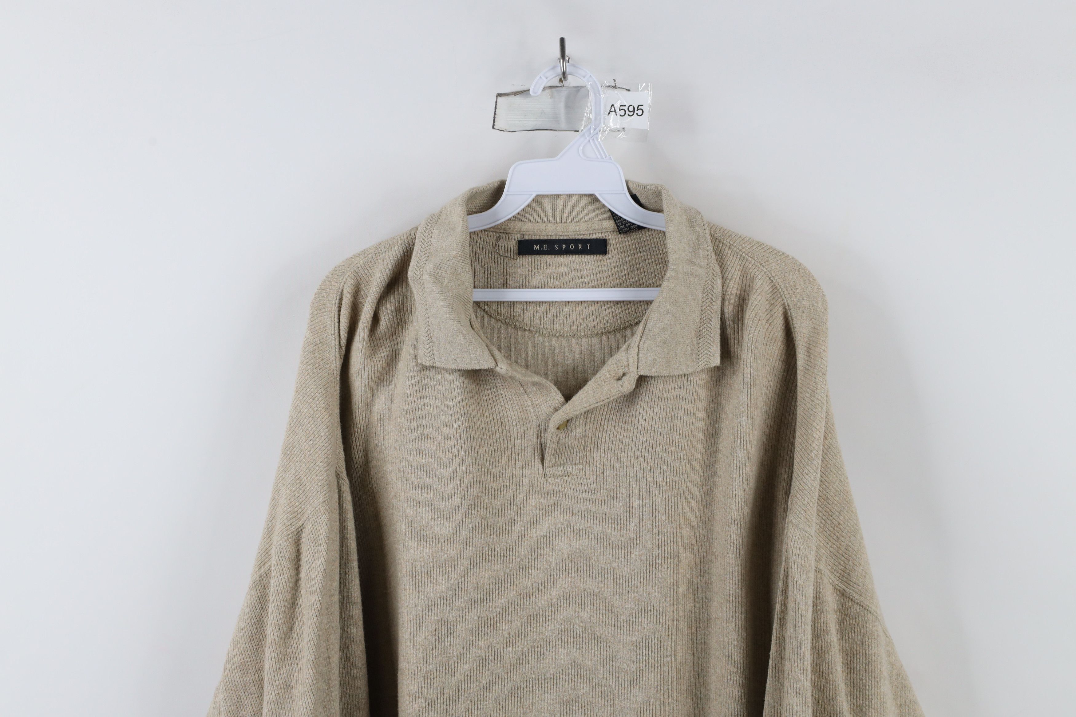 Vintage Vintage 90s Streetwear Ribbed Knit Long Sleeve Polo Shirt Size US XXL / EU 58 / 5 - 2 Thumbnail