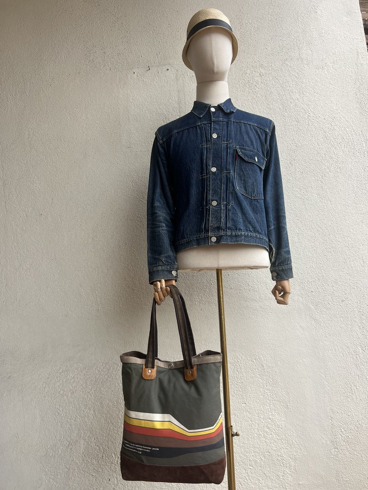 MasterPiece VTG Masterpiece Japan Fade Stains Canvas Leather Tote Bag Size ONE SIZE - 2 Thumbnail