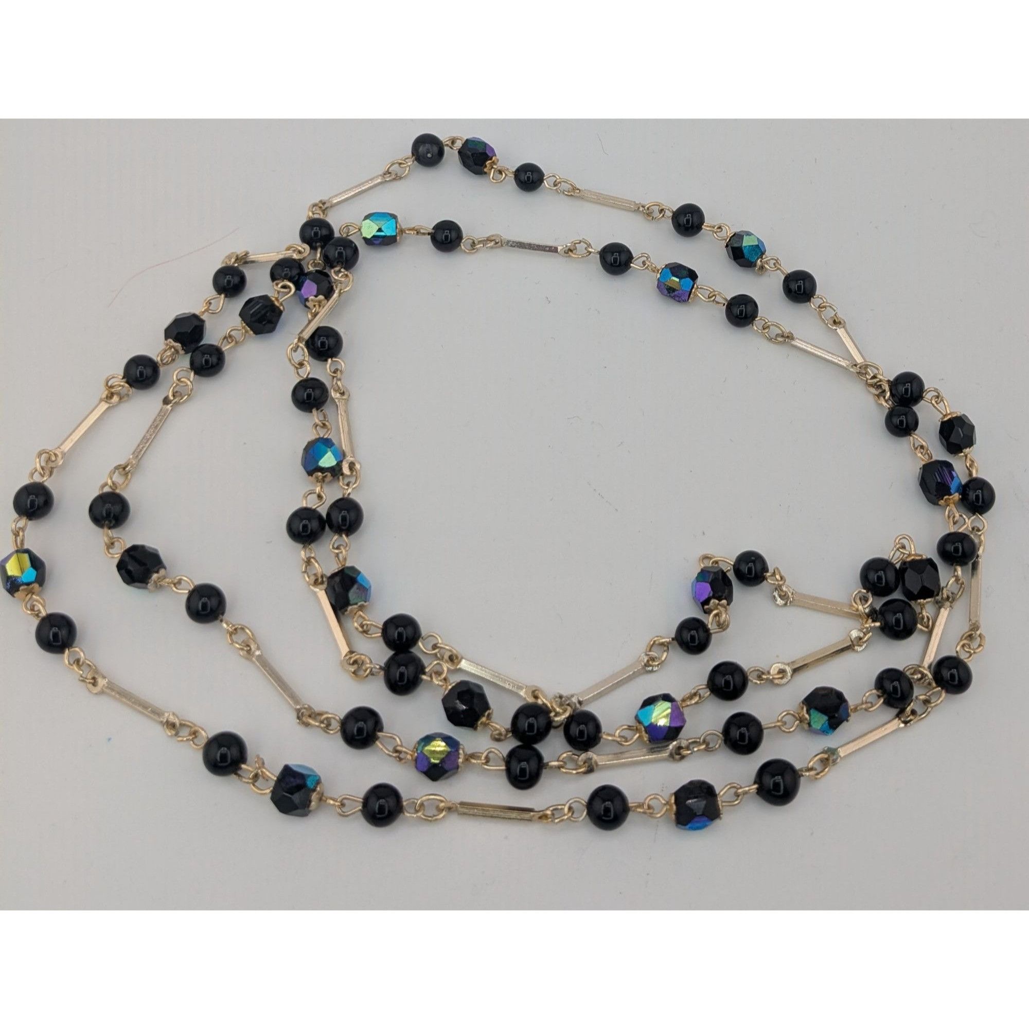 Other Glam Goth Black & Silver-Tone Beaded Necklace With Iridescen Size ONE SIZE - 8 Thumbnail