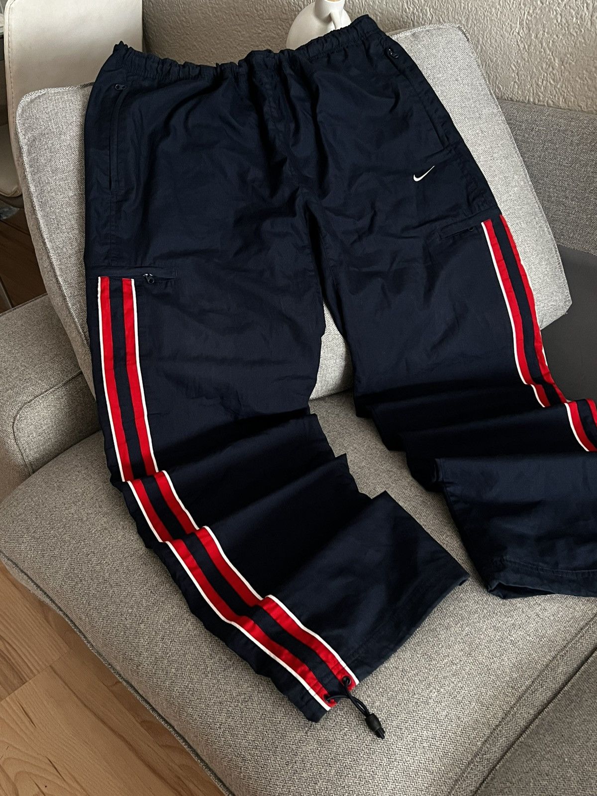 Nike Vintage Nike Y2K Baggy Track Pants Navy Red Size US 34 / EU 50 - 2 Thumbnail