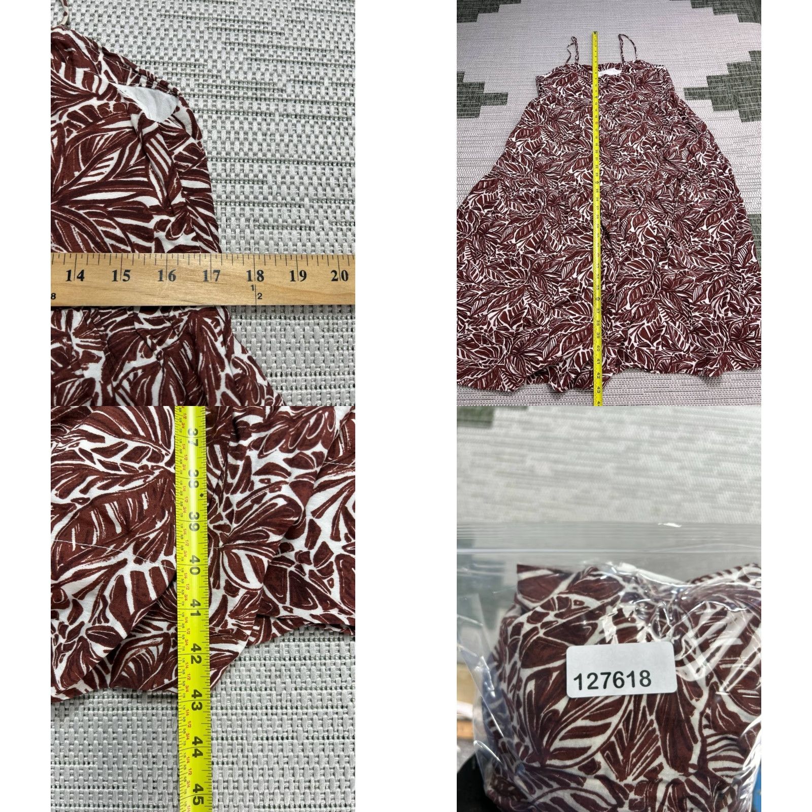 Abercrombie & Fitch Abercrombie & Fitch Dress Womens Medium Tall Brown White Floral Midi Sleeveless Cowl Neck Pullover Casual Linen Lined Summer Spring Vintage No Size M / US 6-8 / IT 42-44 - 8 Thumbnail