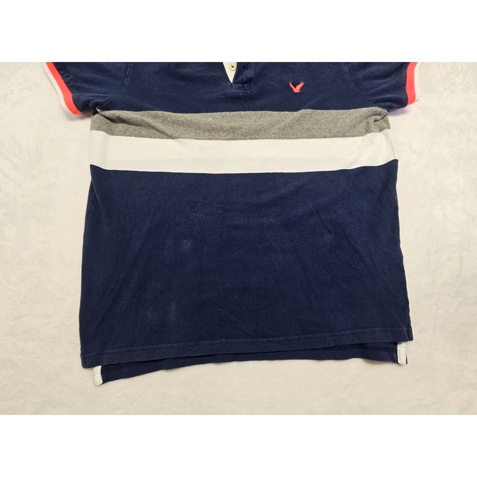 American Eagle Outfitters American Eagle Polo Shirt Mens M Navy Orange Stripe Classic Fit Cotton Preppy Size US M / EU 48-50 / 2 - 5 Thumbnail
