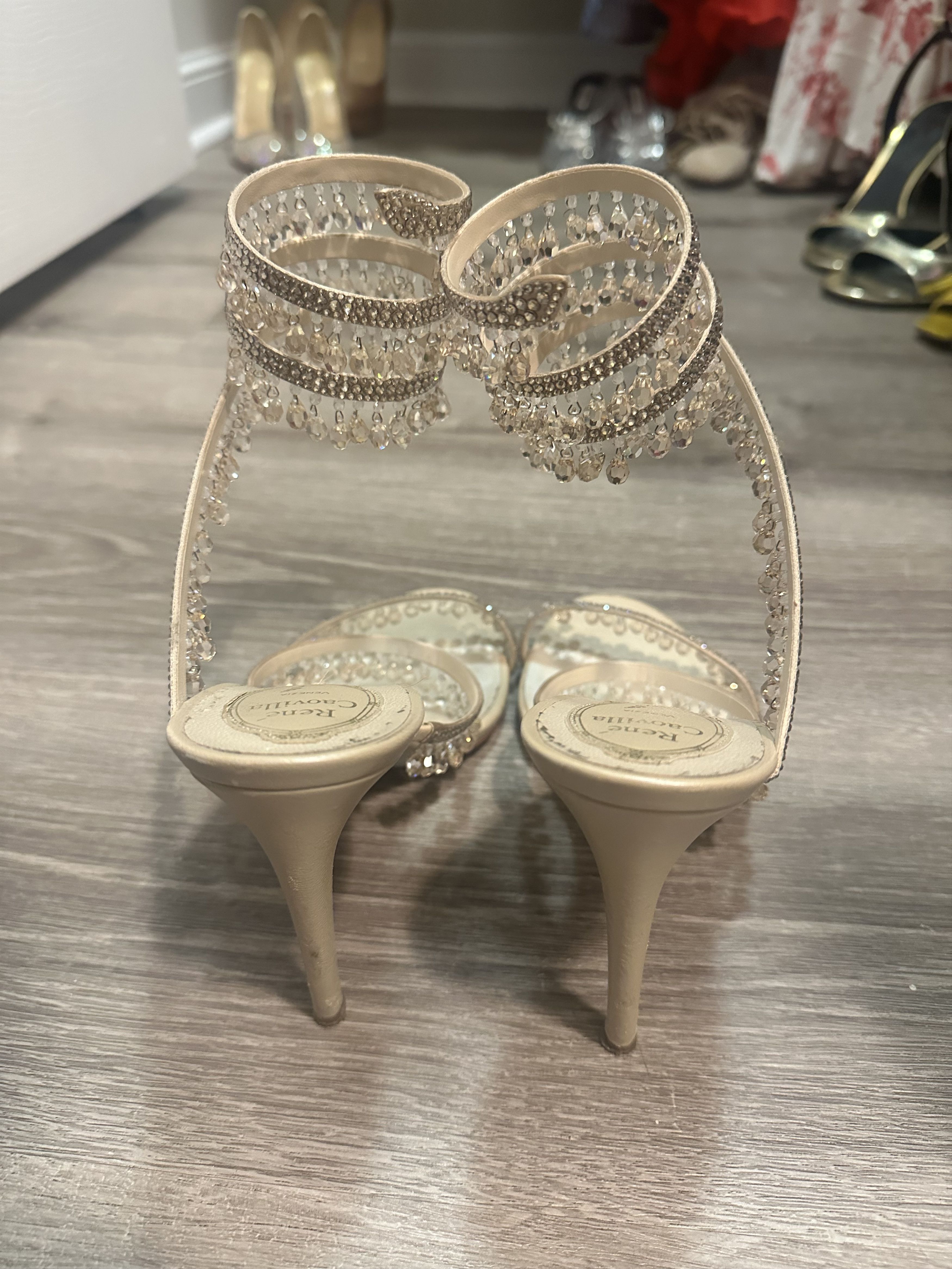 Rene Caovilla Rene Caovilla Satin Strass Chandelier Snake Wrap Sandals Size US 8 / IT 38 - 1 Thumbnail