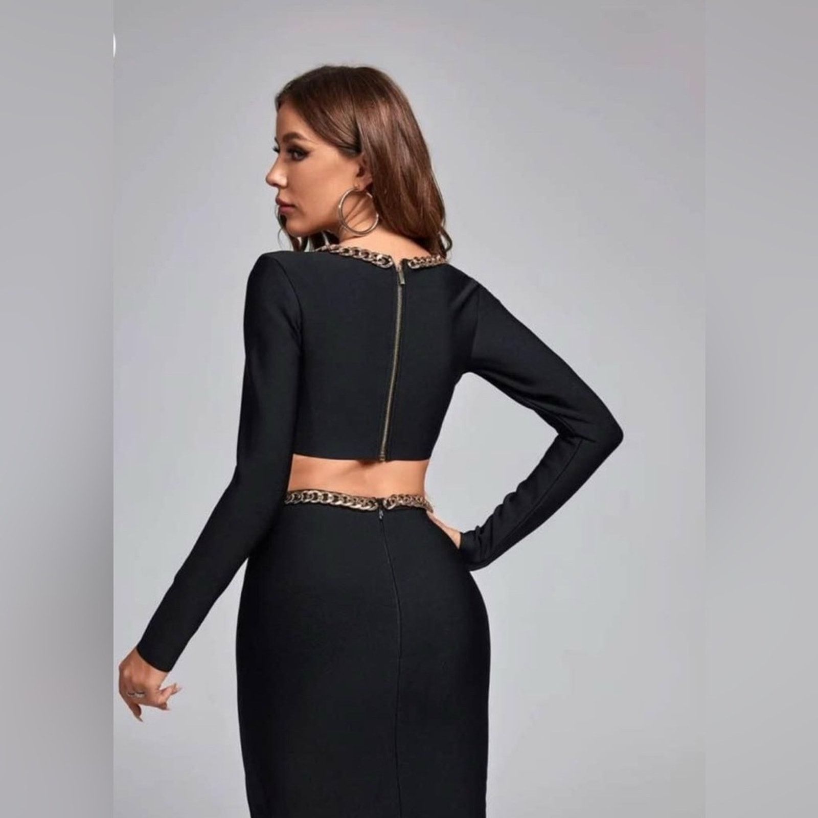 Other New Elegant Black Chain-Detail Crop Top and a skirt size M Size 28" / US 6 / IT 42 - 5 Thumbnail
