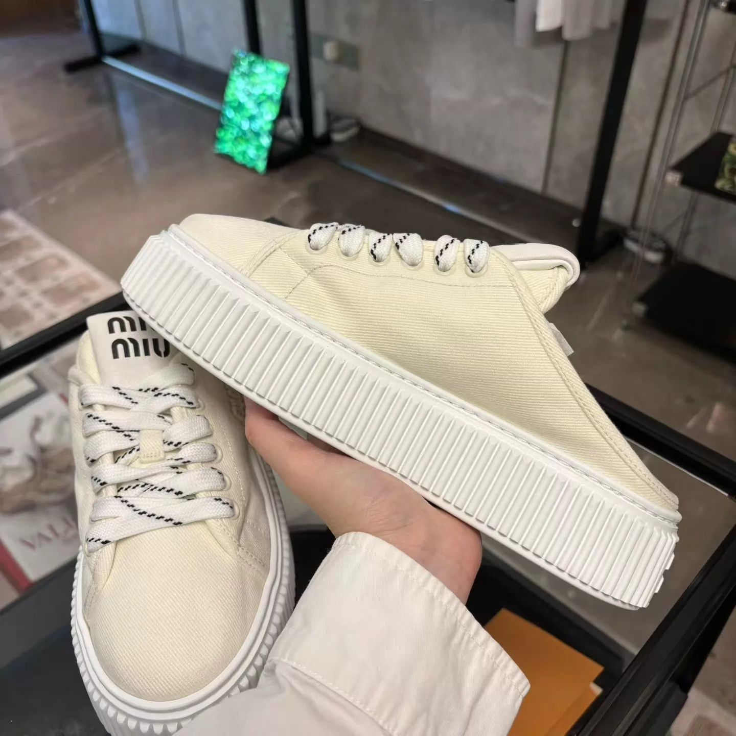Miu Miu MIU MIU Canvas Platform Slip-On 38 Size US 7.5 / IT 37.5 - 5 Thumbnail