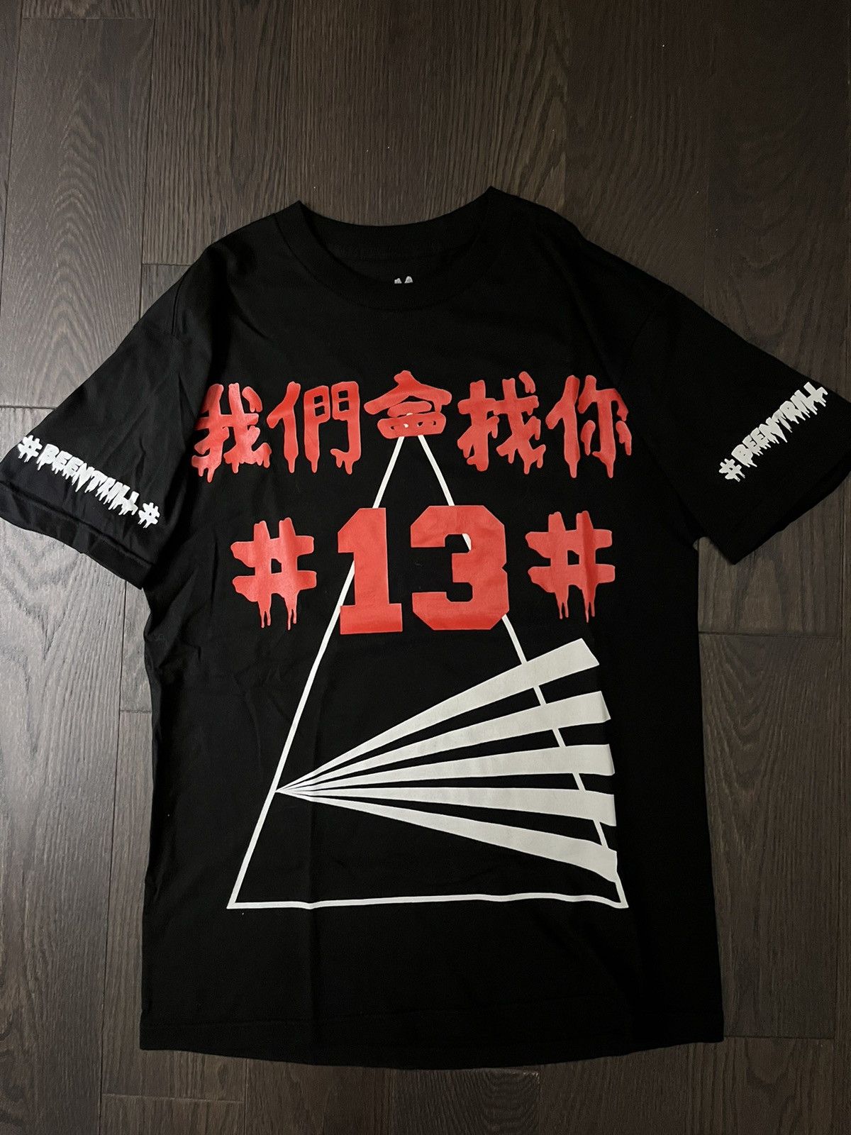 [BEENTRILL]★GARMENT DYING OVERFIT T-SHIRT Beentrill Reflective Hashtag Overfit Tee BNWT Authentic