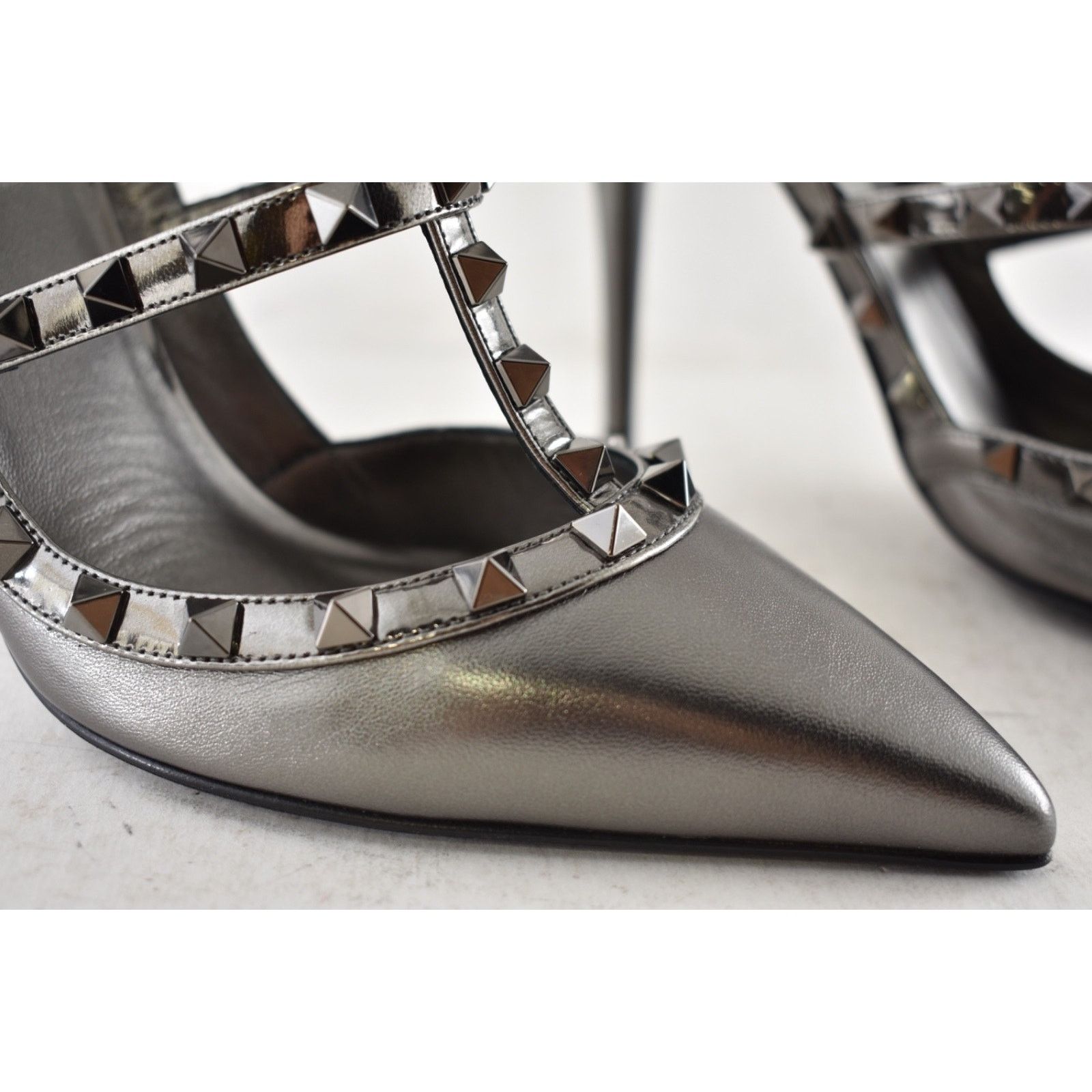 Valentino Valentino Rockstud 100mm Anthracite Grey T-Strap Pump 40 Size US 10 / IT 40 - 5 Thumbnail