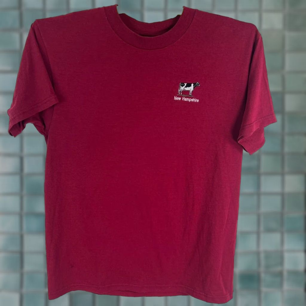 Fruit Of The Loom VINTAGE Fruit of the Loom New Hampshire Dairy Cow Embroidered T Shirt Mens L Red Short Sleeve Tee Size US L / EU 52-54 / 3 - 1 Thumbnail