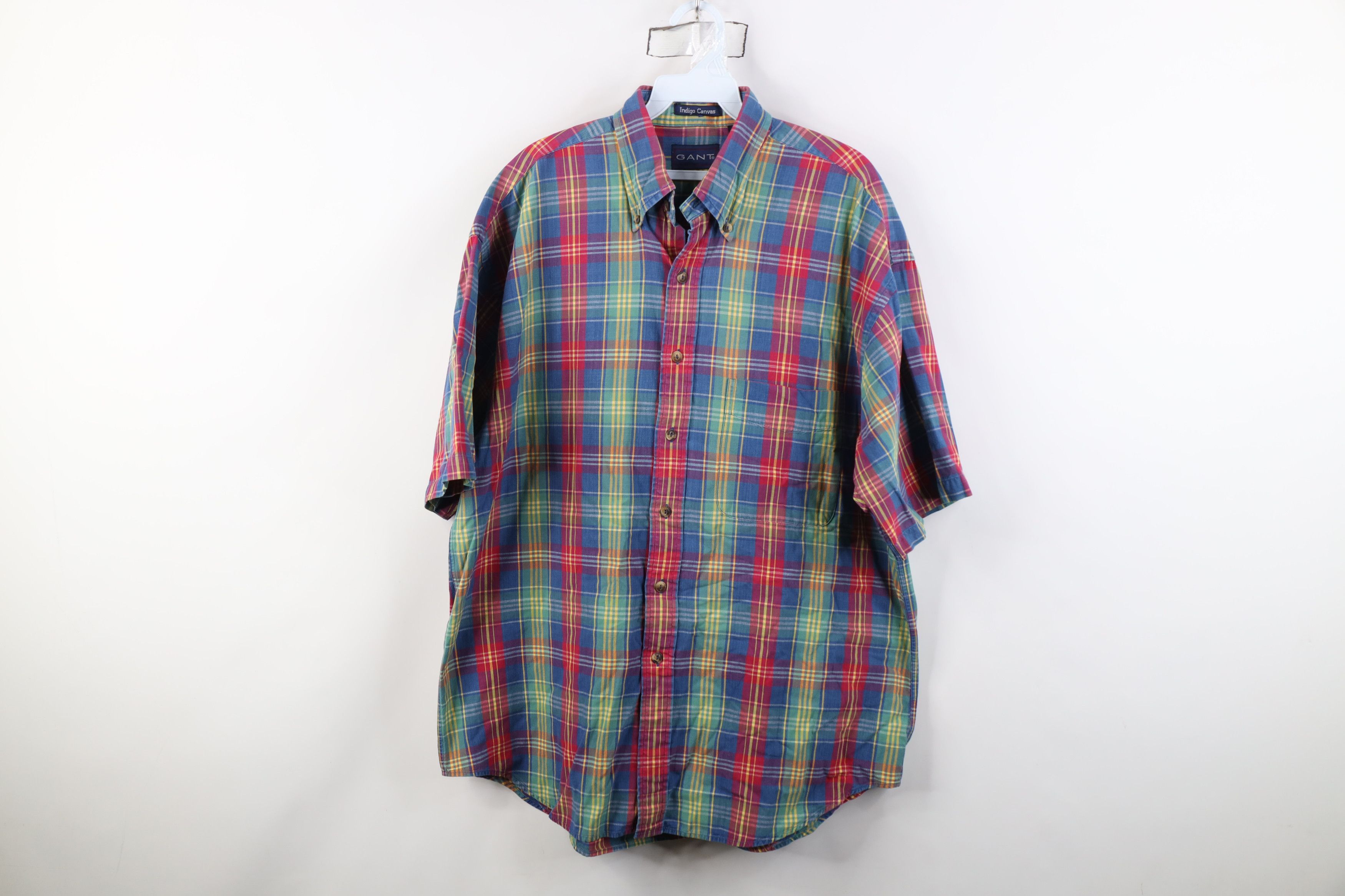 Vintage Vintage 90s Streetwear Canvas Madras Plaid Button Down Shirt Size US L / EU 52-54 / 3 - 1 Thumbnail
