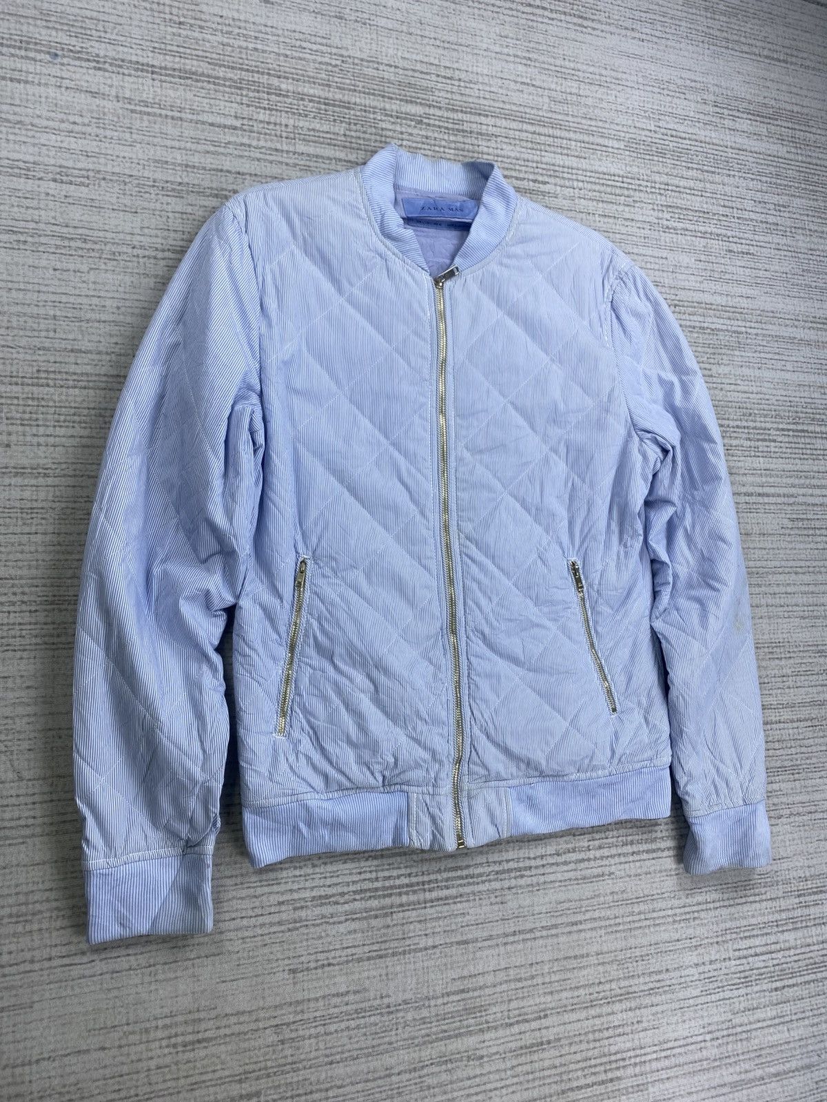 Japanese Brand × Vintage × Zara Vintage Zara Man Light Blue Nice Quilted Zipper Jacket Size US M / EU 48-50 / 2 - 3 Thumbnail