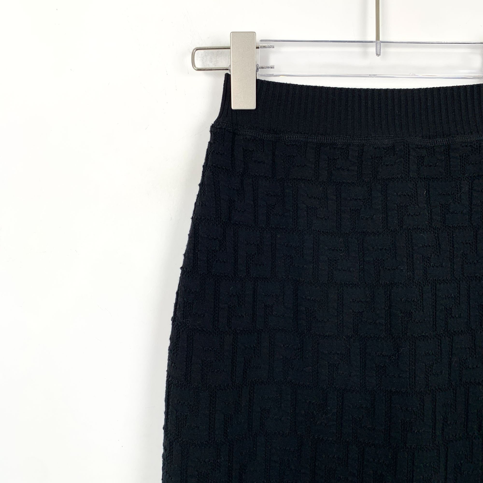 Fendi Fendi Black Logo Embossed Full Print Knit Midi Skirt (Size S Size 38" / US 16 / IT 52 - 5 Thumbnail