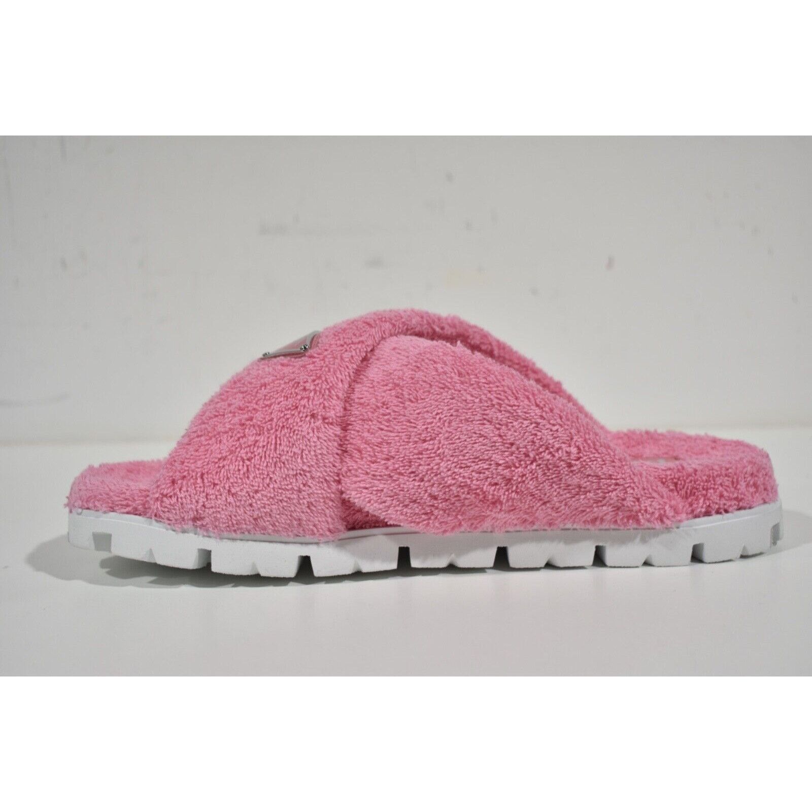 Prada Prada Terry Pink Triangle Logo Criss Cross Strap Sandal Size US 10.5 / IT 40.5 - 9 Thumbnail