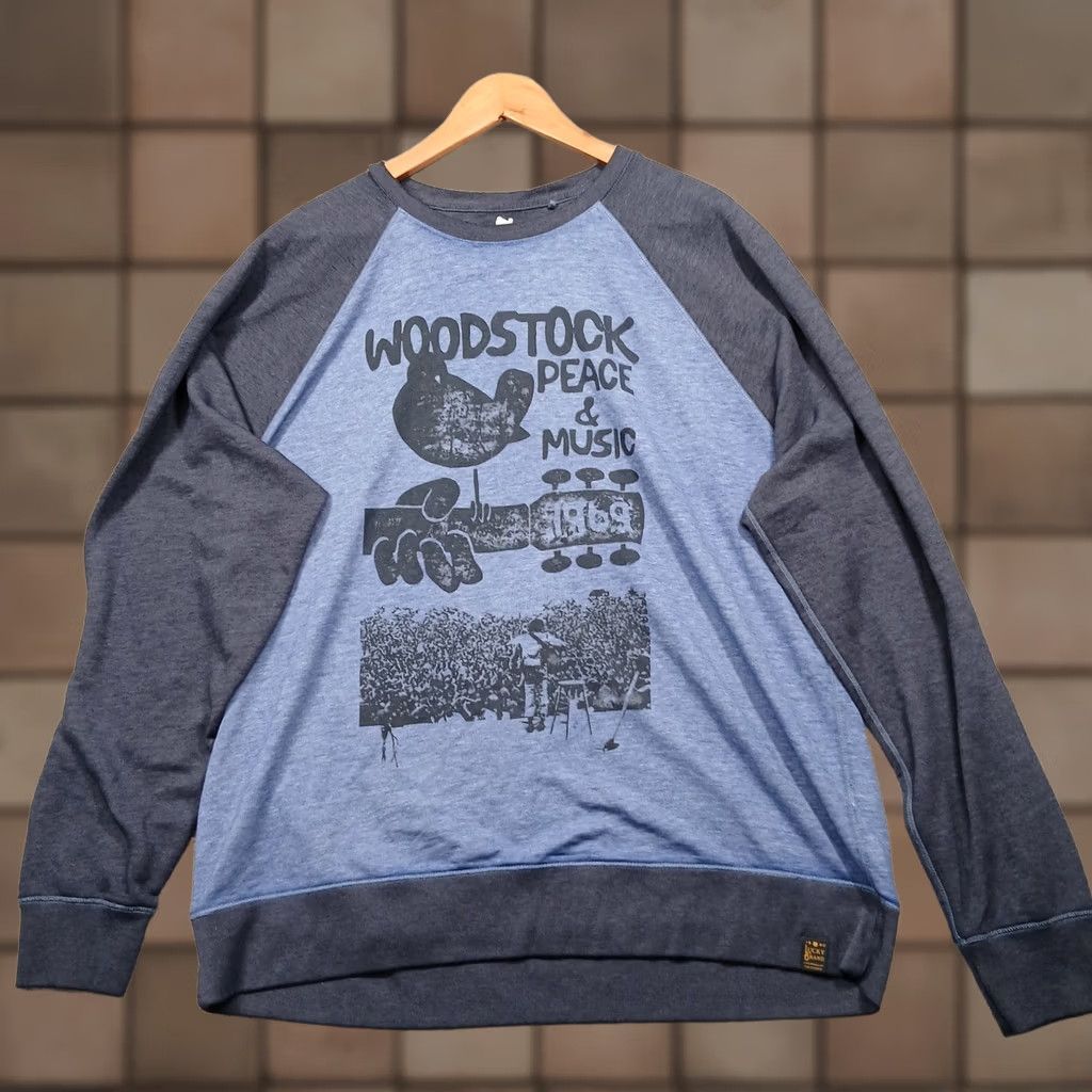 Lucky Brand Lucky Brand Woodstock Sweatshirt Mens XL Blue Graphic Raglan Pullover Crew Size US XL / EU 56 / 4 - 1 Thumbnail