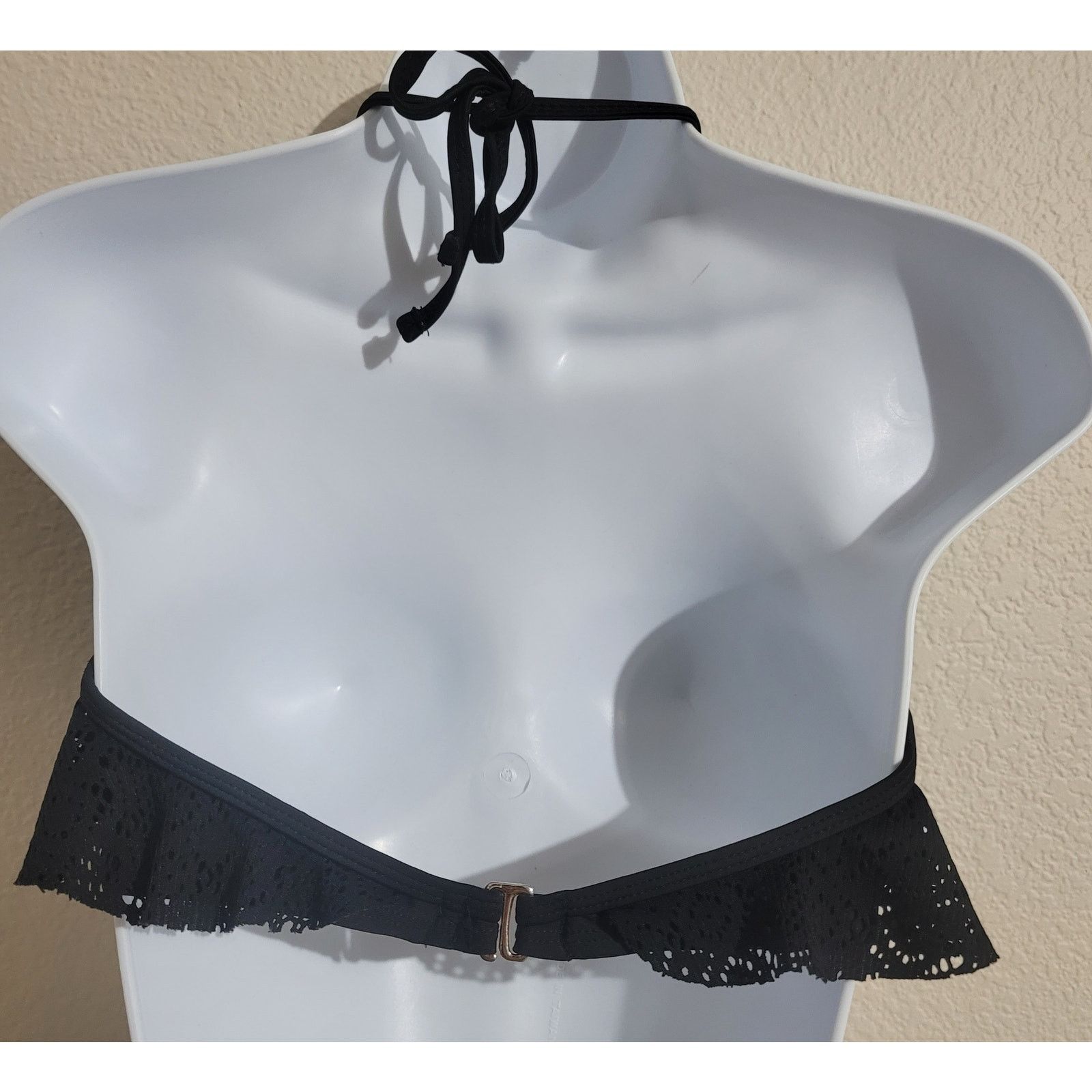 Other Hot Water Black Crochet Fabric Over Bodice Bikini Top Small Size ONE SIZE - 3 Thumbnail