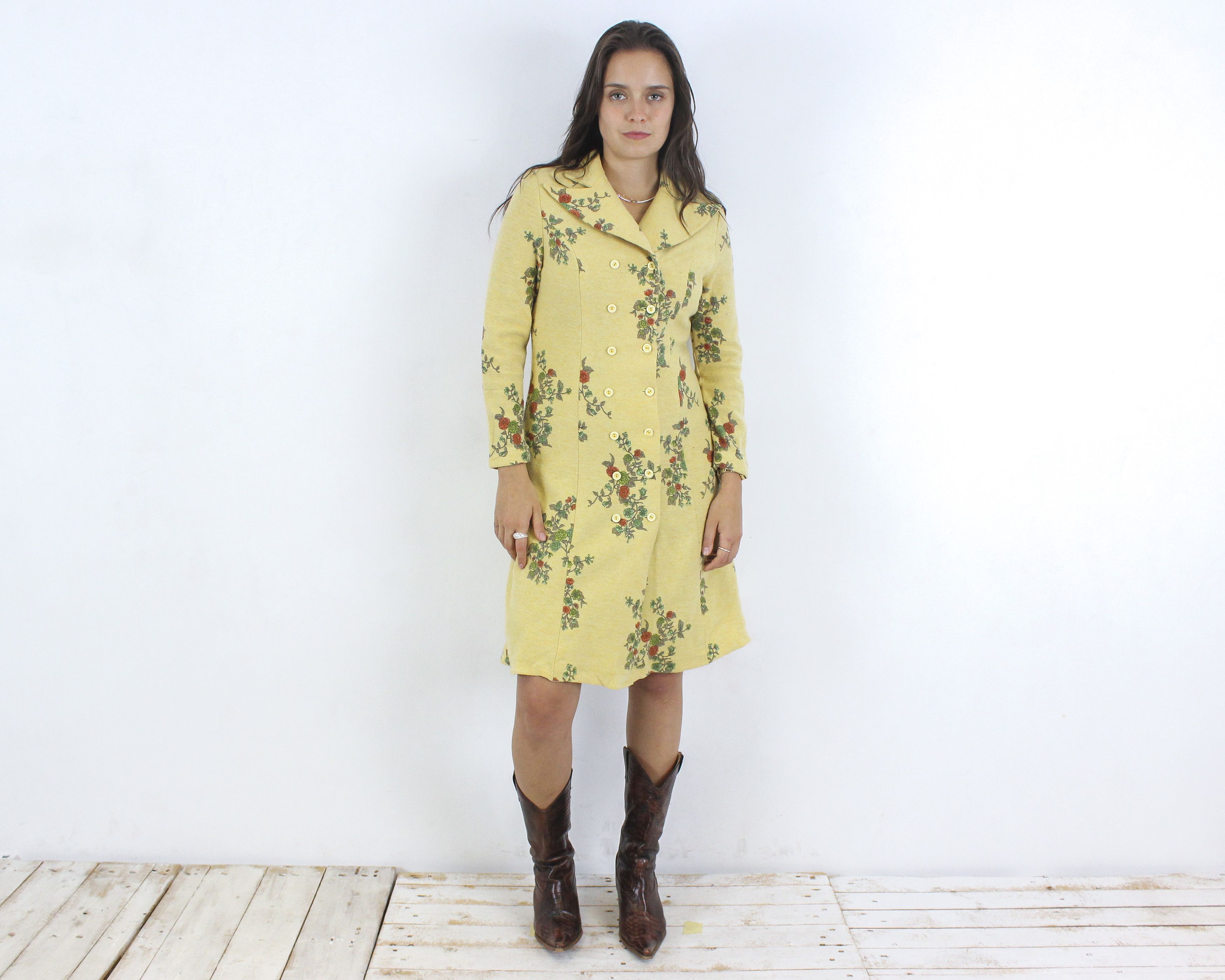 Other × Vintage Women M Flower Pattern Button Up Double Breasted Dress Size M / US 6-8 / IT 42-44 - 1 Thumbnail