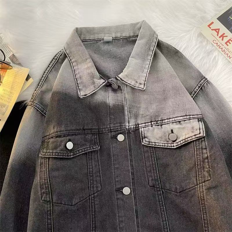 Vintage Black Gray Ombre Wash Denim Jacket Size US M / EU 48-50 / 2 - 2 Thumbnail