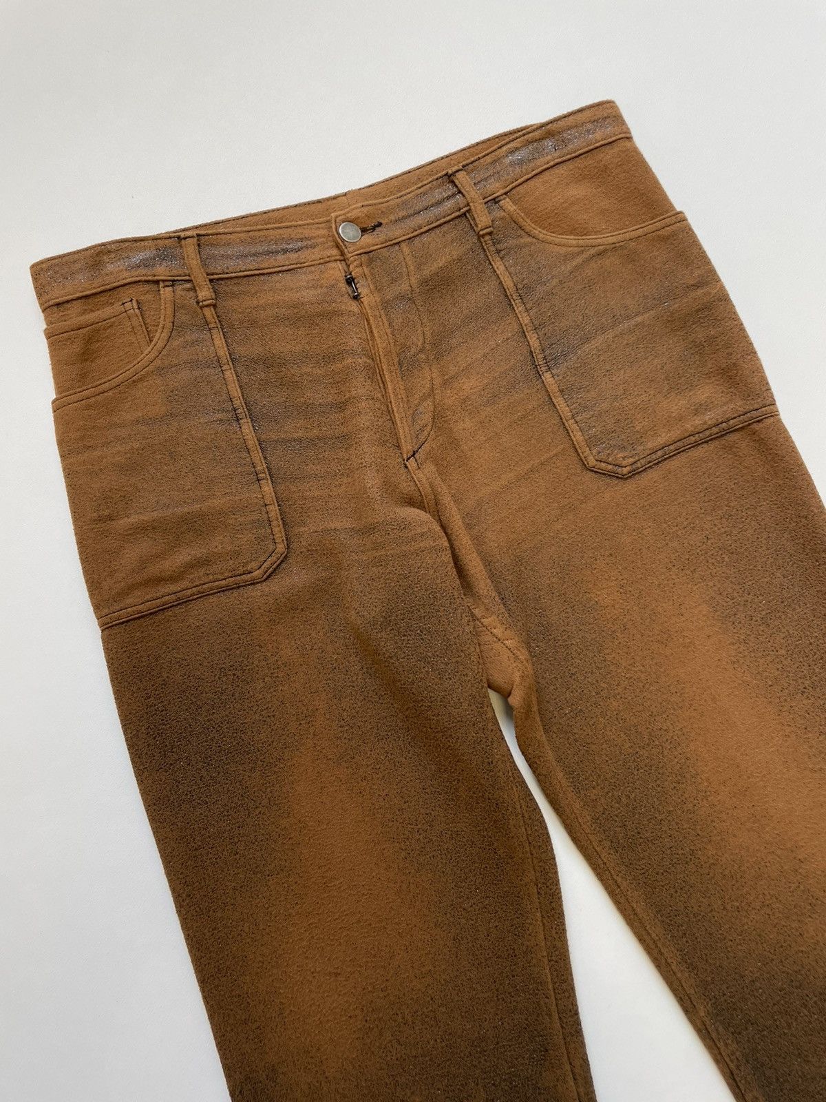 Maison Margiela Early 2000s Cracked Leather Effect Utility Trousers Size US 34 / EU 50 - 6 Thumbnail