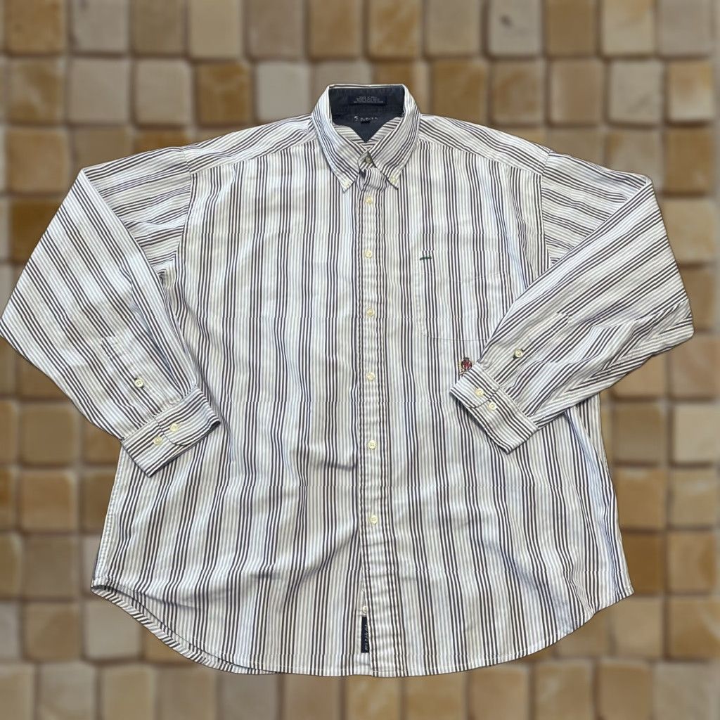 Tommy Hilfiger Tommy Hilfiger Men's XL Button-Up Shirt Blue Striped 80's Vintage Cotton Casual Formal Size US XL / EU 56 / 4 - 1 Thumbnail
