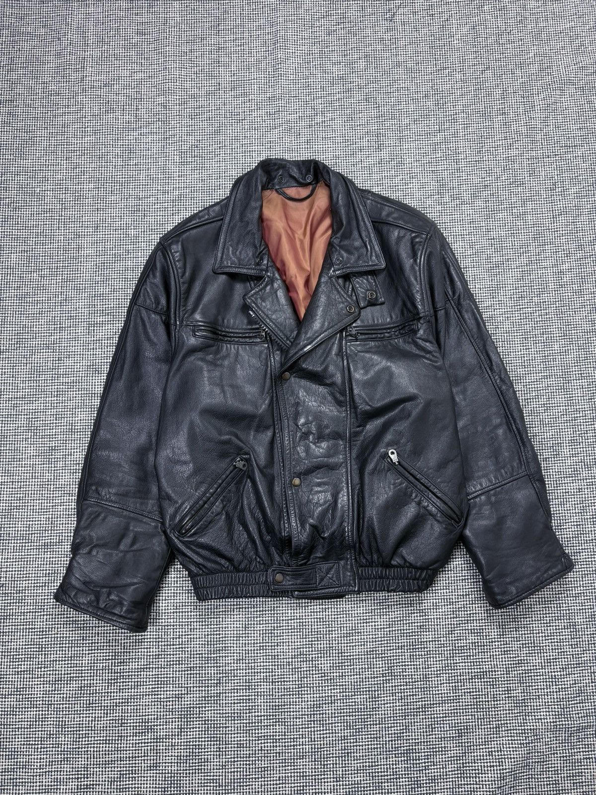 BMW Black leather BMW vintage 80s moto racing jacket rare Size US L / EU 52-54 / 3 - 2 Thumbnail