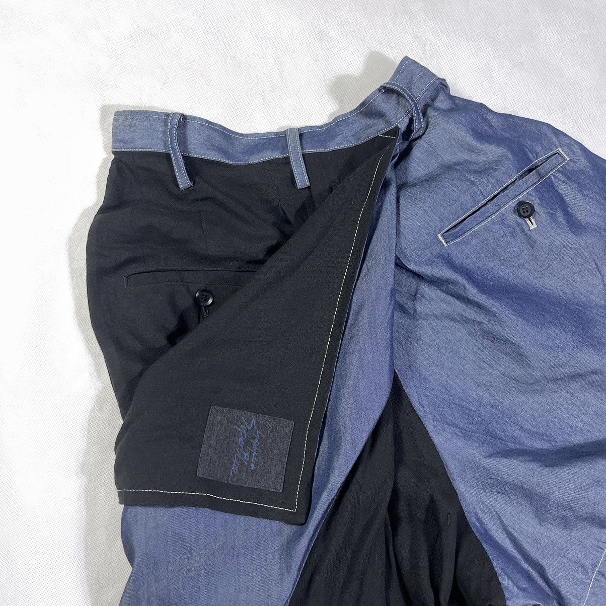 Yohji Yamamoto Rare! Yohji Yamamoto Split Denim Wide Asymmetrical Pant Size 28" / US 6 / IT 42 - 14 Thumbnail