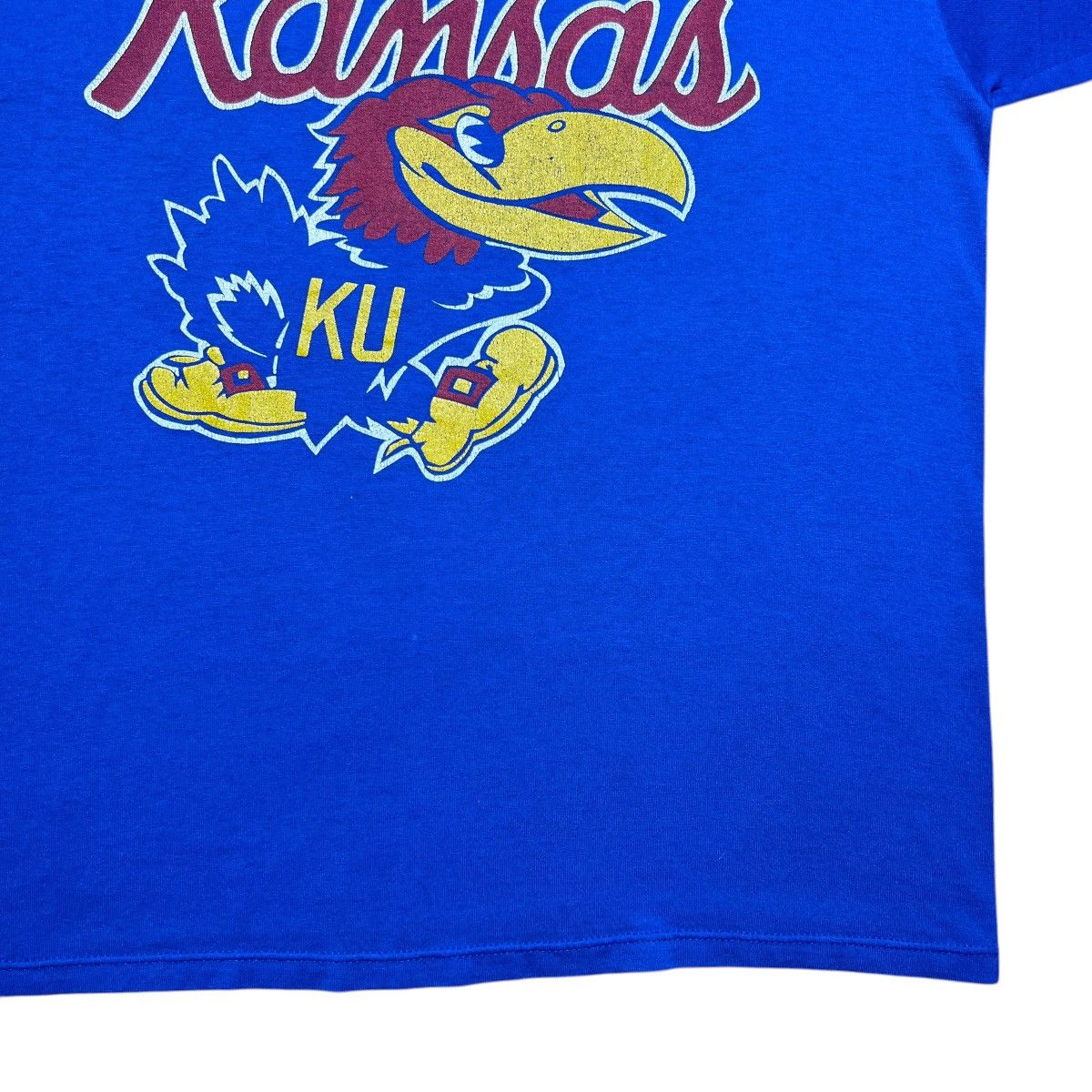 NCAA 1980s NCAA Kansas Jayhawks Spell Out Mascot Graphic T-Shirt Size US L / EU 52-54 / 3 - 7 Thumbnail