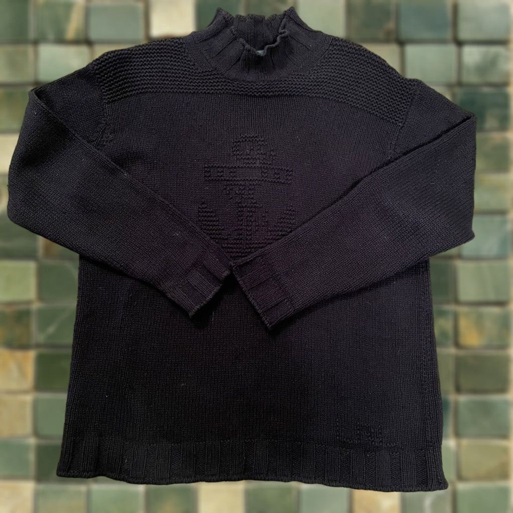 Ralph Lauren Lauren Ralph Lauren Navy Blue Knit Mock Neck Nautical Anchor Sweater Large Size L / US 10 / IT 46 - 1 Thumbnail