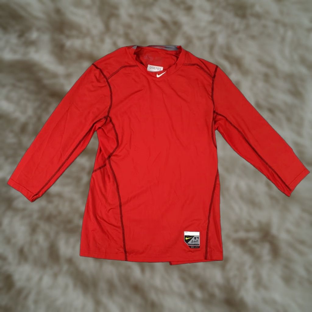 Nike Nike T Shirt Mens Size Small Red Pro Combat Swoosh Training Active Long Sleeve Size US S / EU 44-46 / 1 - 1 Thumbnail