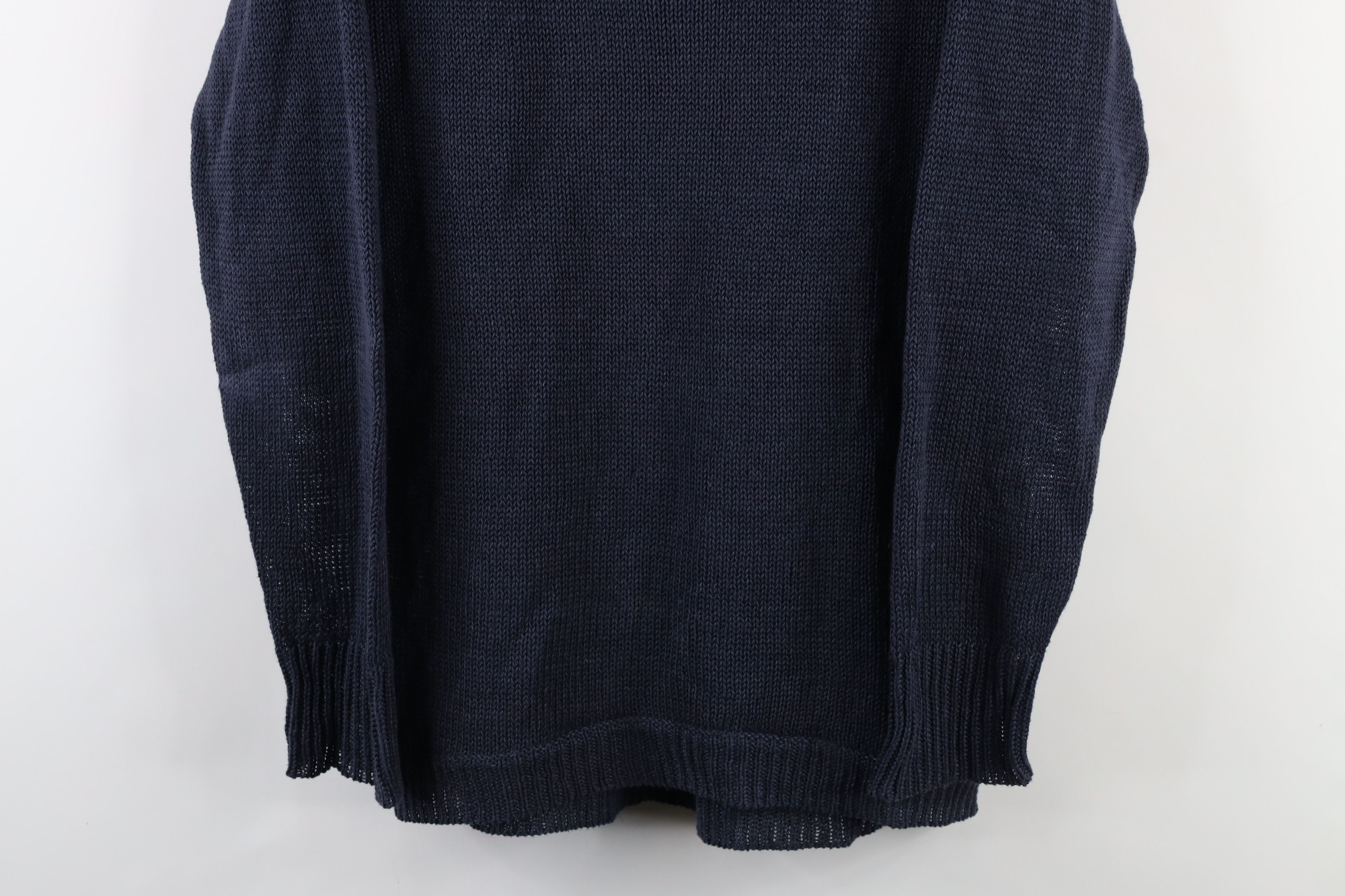 J.Crew × Vintage Vintage 90s J Crew Linen Knit Baggy Fit Sweater Navy Blue Size XL / US 12-14 / IT 48-50 - 3 Thumbnail