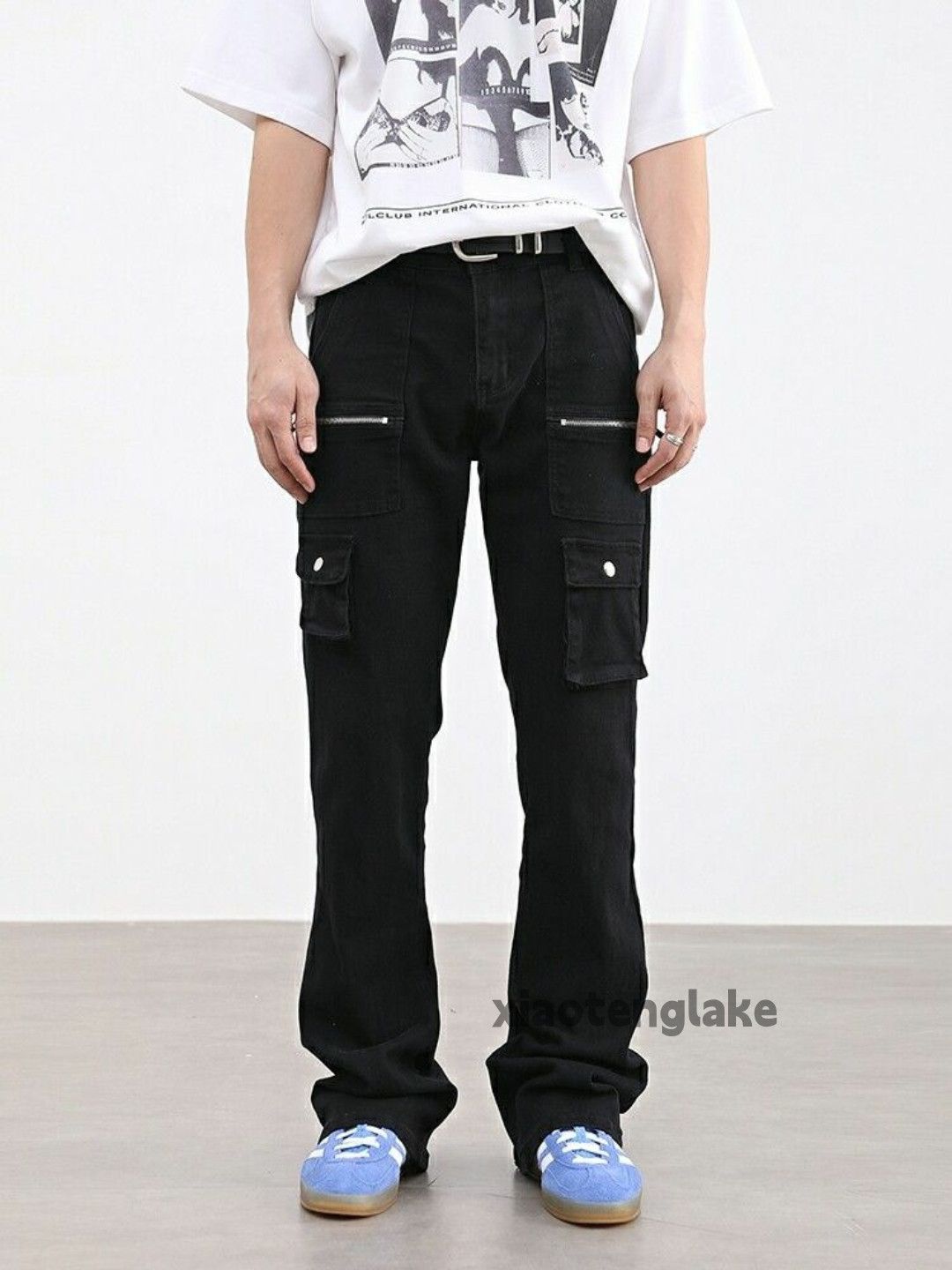 flared zipper punk grunge cargo pants