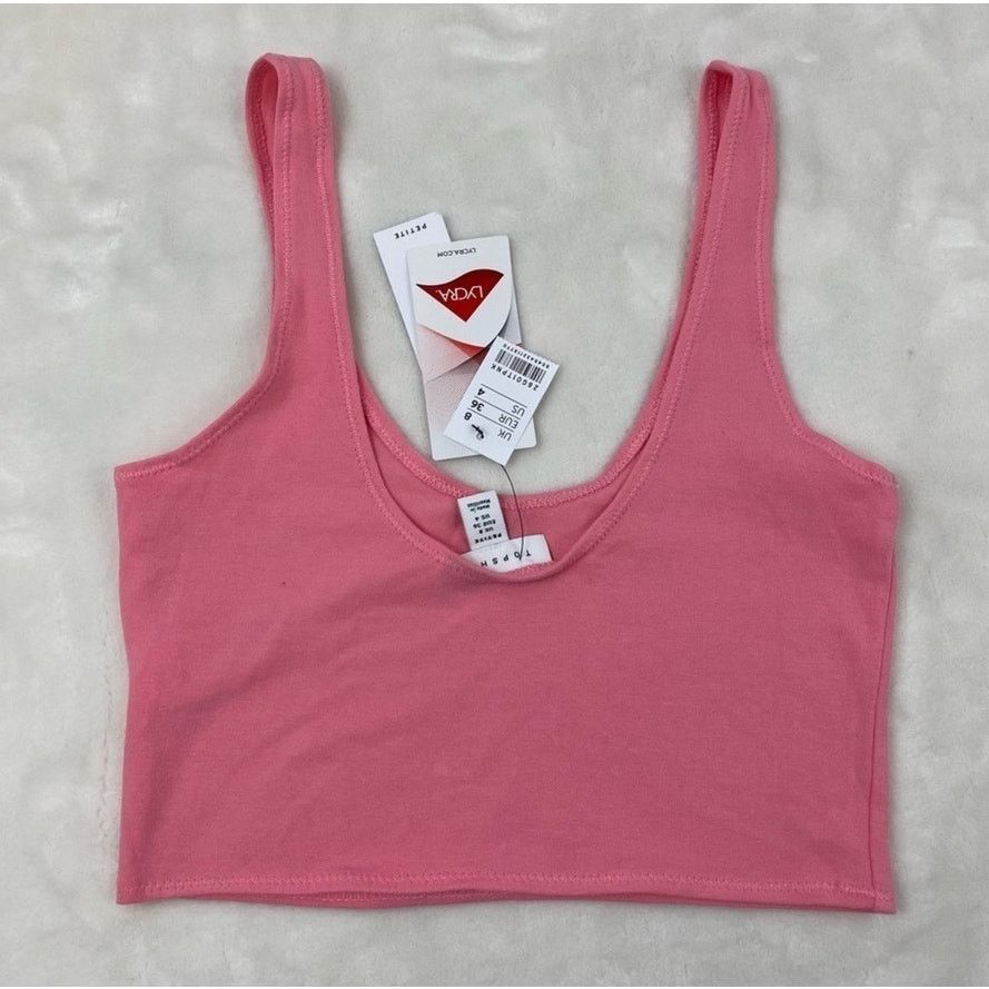 Topshop NWT Topshop Women's Pink Scoop Neck Crop Tank Top Size 4 Size S / US 4 / IT 40 - 2 Thumbnail