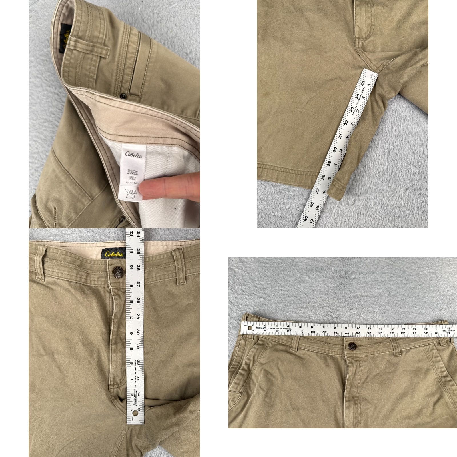 Vintage Cabela's Men's Shorts - Chino, 36x9, Beige, Cotton Canvas, Casual Hiking Camping, Regular Fit, Zip Fly, Pockets, 9" Inseam, Outdoor Gear, Mens Size US 36 / EU 52 - 8 Thumbnail