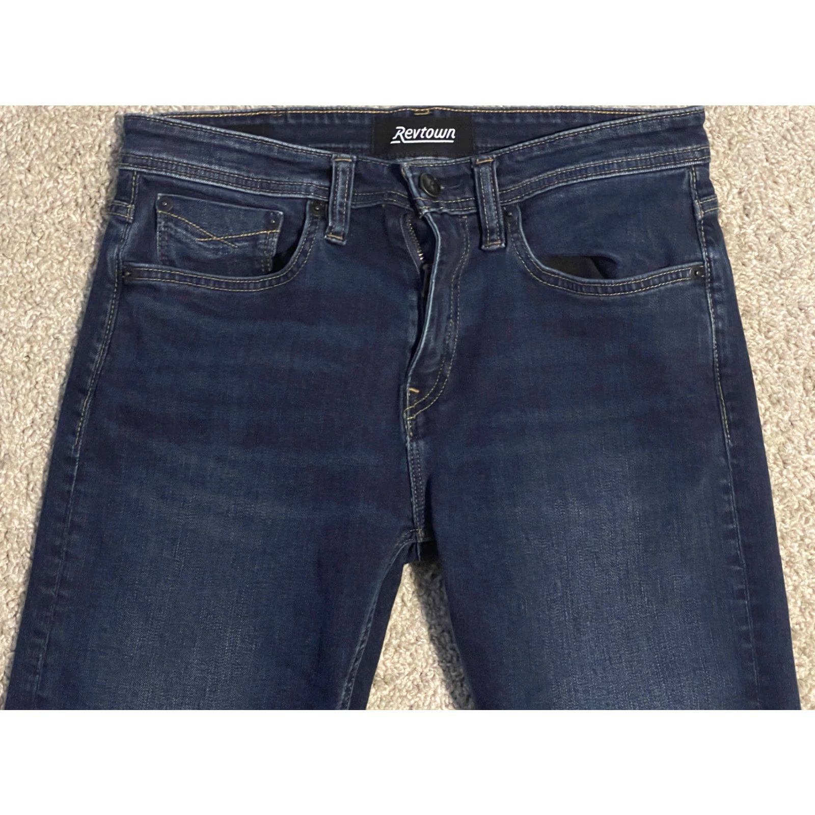 Denime Revtown Jeans Mens 31x27 Blue Decade Denim Sharp Straight Leg Size US 31 - 2 Thumbnail