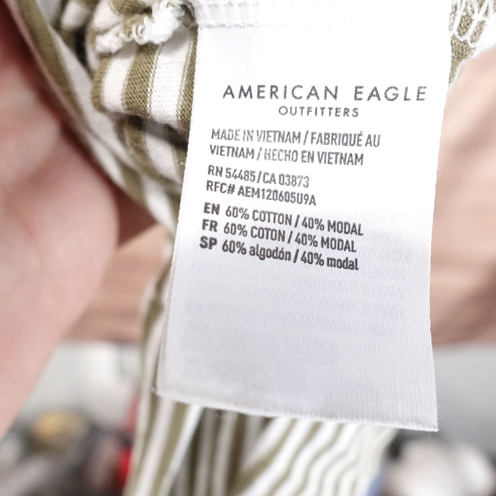 American Eagle Outfitters AMERICAN EAGLE Short Sleeve Striped V-Neck T-Shirt Womens Size S Green White Casual Size S / US 4 / IT 40 - 6 Thumbnail