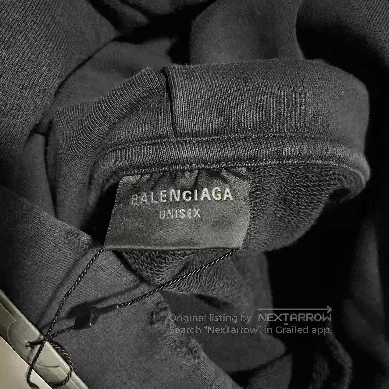 Balenciaga Black Distressed Hoodie with Embroidered Back. Size US XL / EU 56 / 4 - 3 Thumbnail