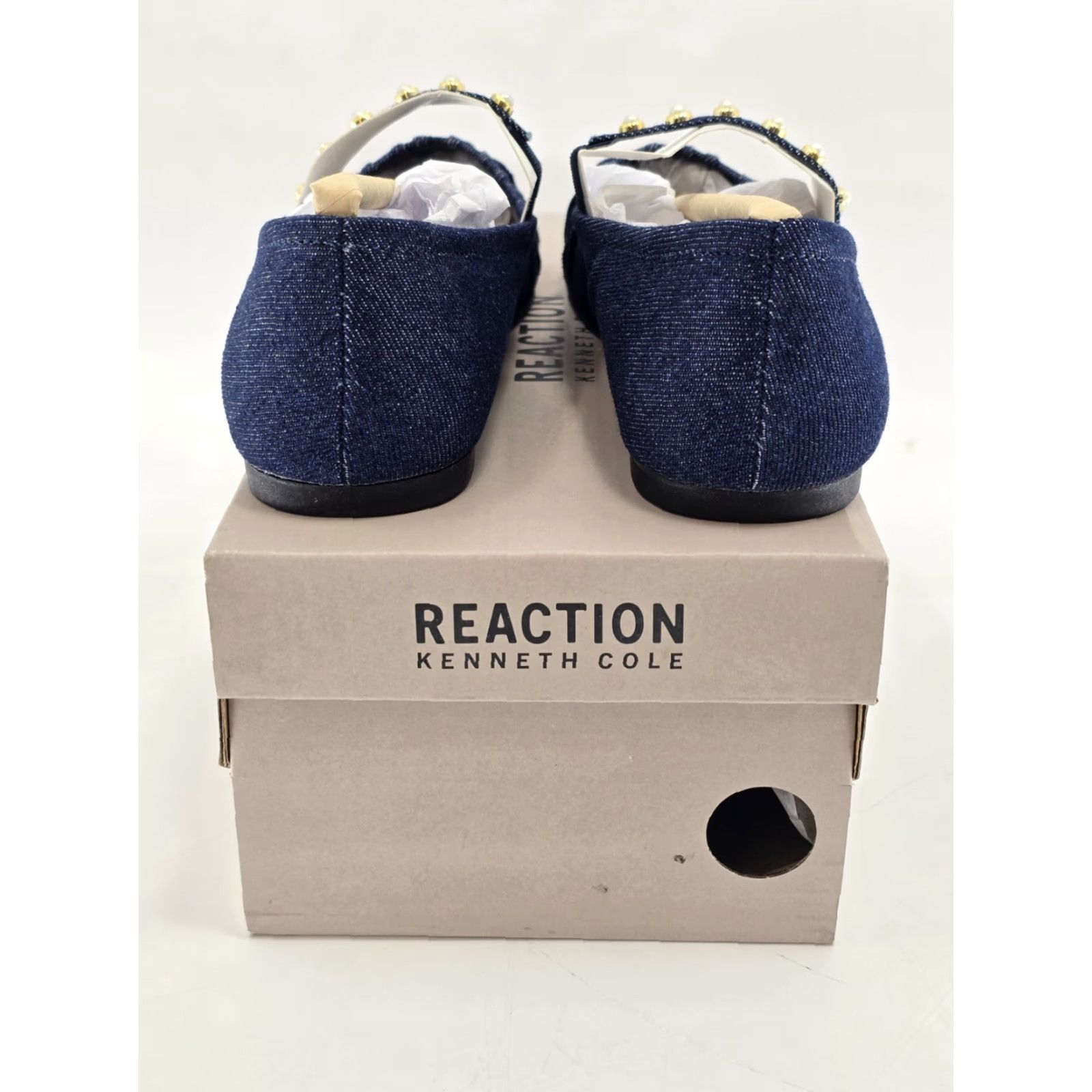 Vintage KENNETH COLE REACTION Women’s Eimar Pearl Denim Ballet Flats NIB Size 5.5 M - Blue Ballet Flat Shoe for Women Size US 4 / IT 34 - 6 Thumbnail