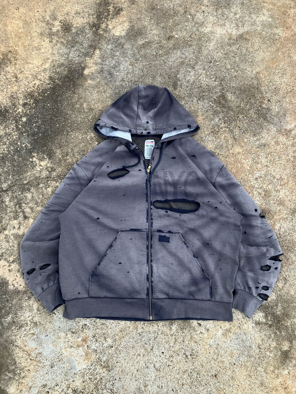 Dickies × StraightFaded Hoodie zip & faded destroyed. Size US XL / EU 56 / 4 - 5 Thumbnail