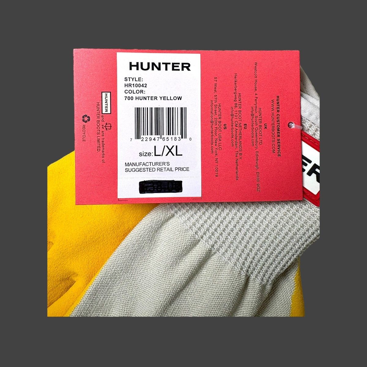 Hunter Hunter Rubberized Logo Work Gloves Yellow Red Sz L/XL Unisex Size ONE SIZE - 8 Thumbnail