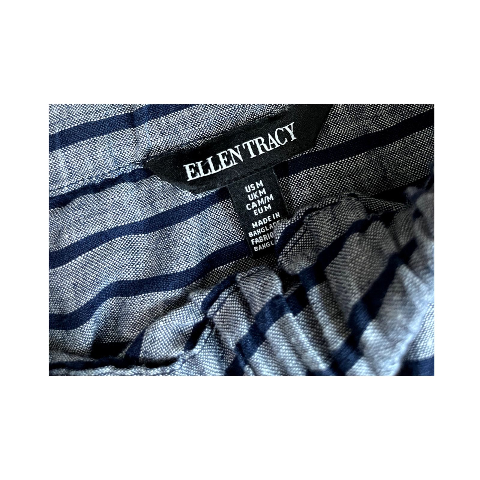 Ellen Tracy Women's Blue Striped Linen Ellen Tracy Blouse M Size M / US 6-8 / IT 42-44 - 4 Thumbnail