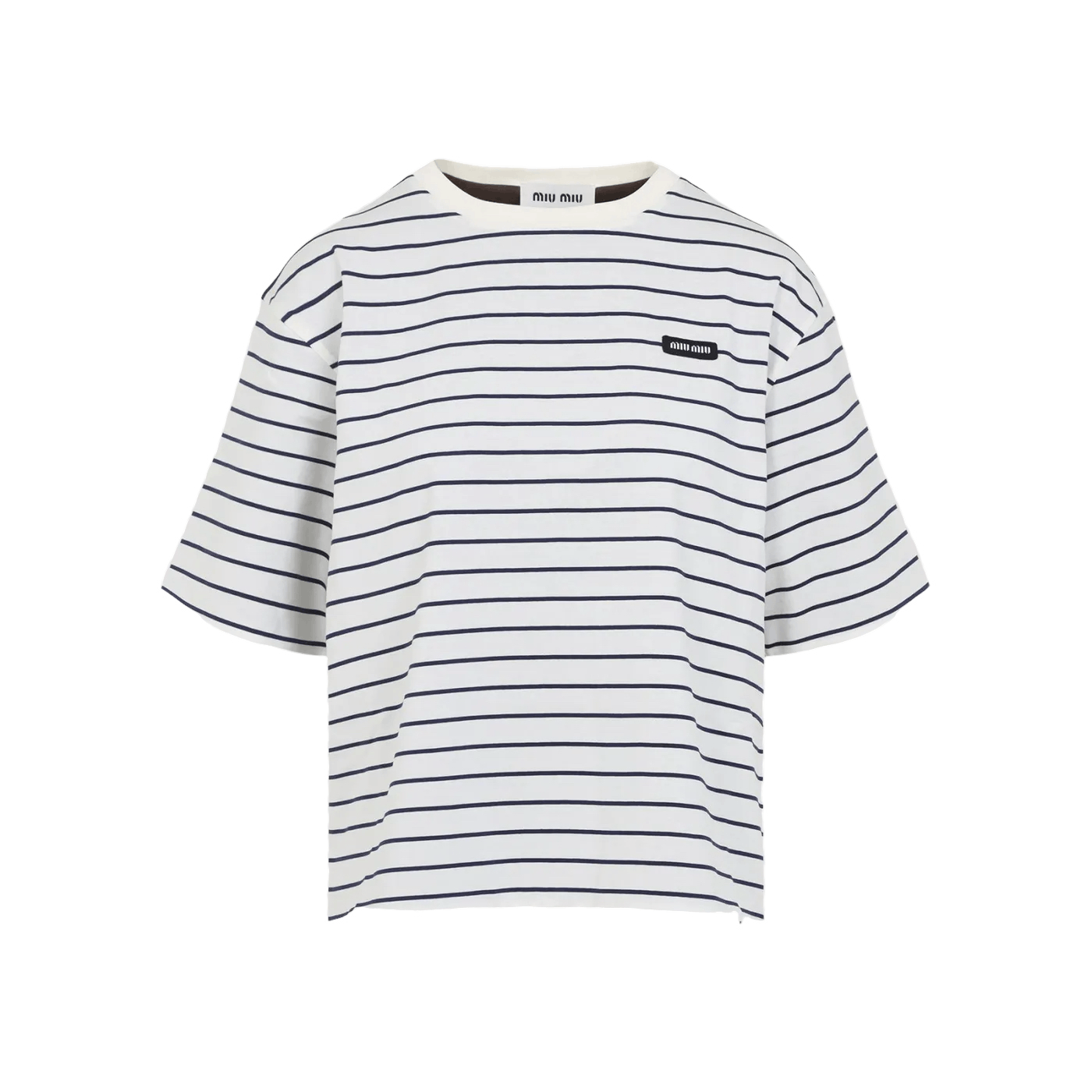 MIU MIU Blue Striped Cotton T-shirt New & Authentic